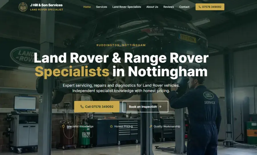 J Hill & Son Services website built by Flying Penguin