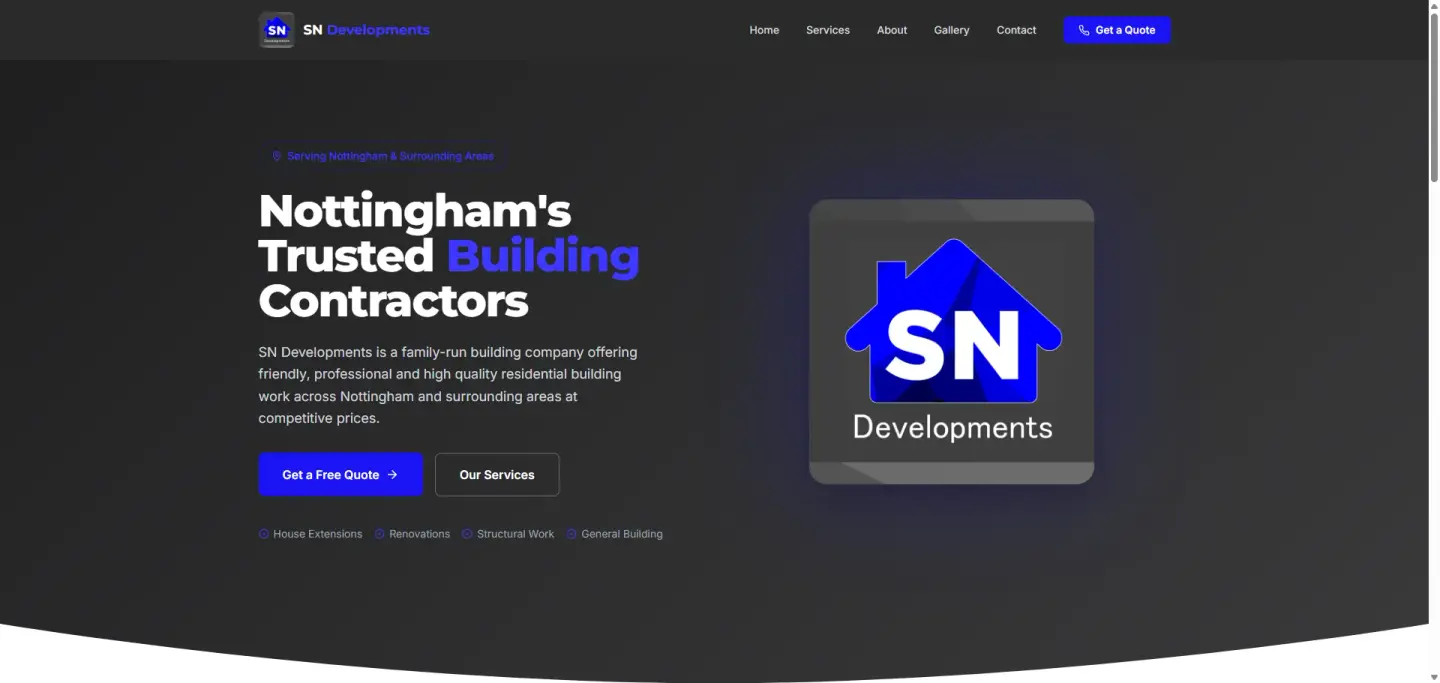 SN Developments website built by Flying Penguin